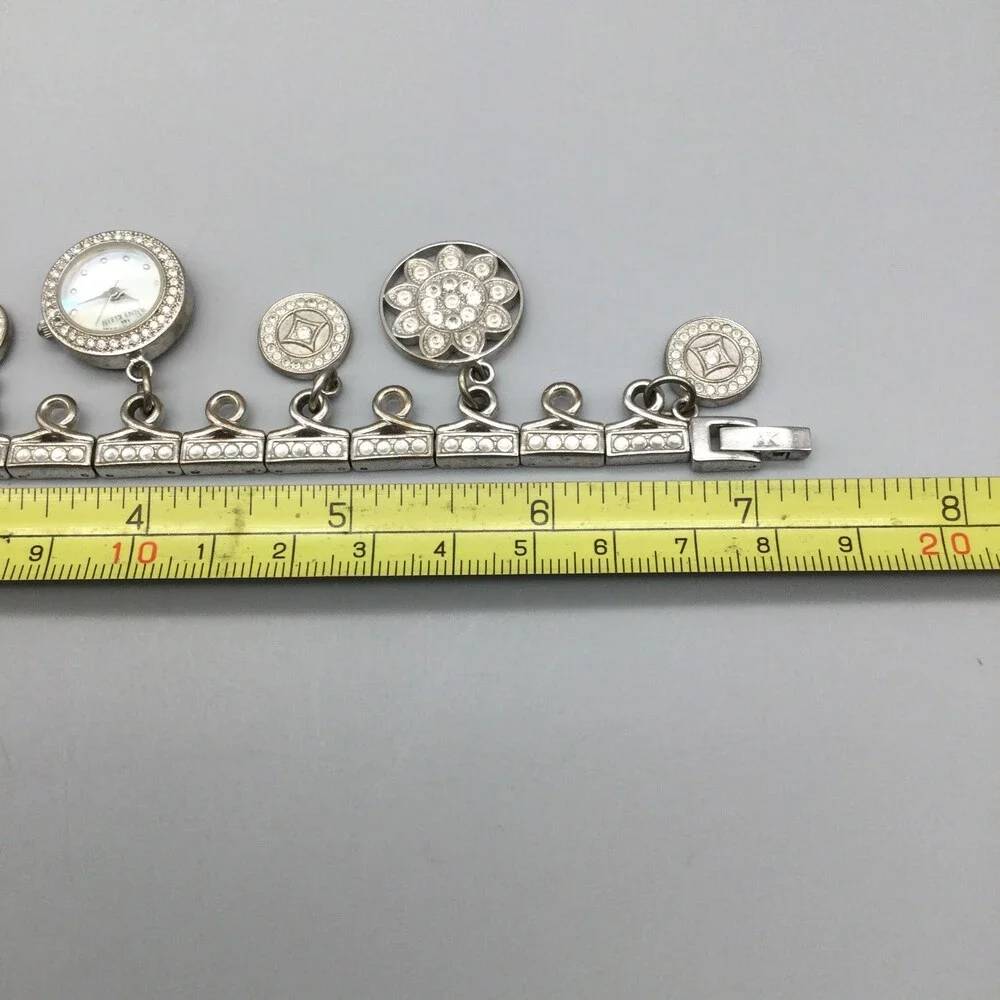 Anne Klein Watch Women 20mm Silver Tone Bling Charm Bracelet Band New Battery 7